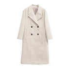 Elegant Plus Size Double-Breasted Wool Coat