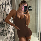 Women's Bodycon Bodysuit with Criss-Cross Straps