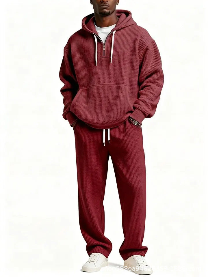 Men's Trendy Hoodie with Practical Zipper and Comfortable Jogging Pants