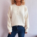 Women's Cozy Knit Sweater with Button Details