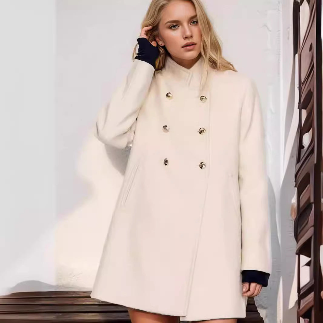 Elegant Duffle Coat with Double-Breasted Button Placket and Luxurious Details