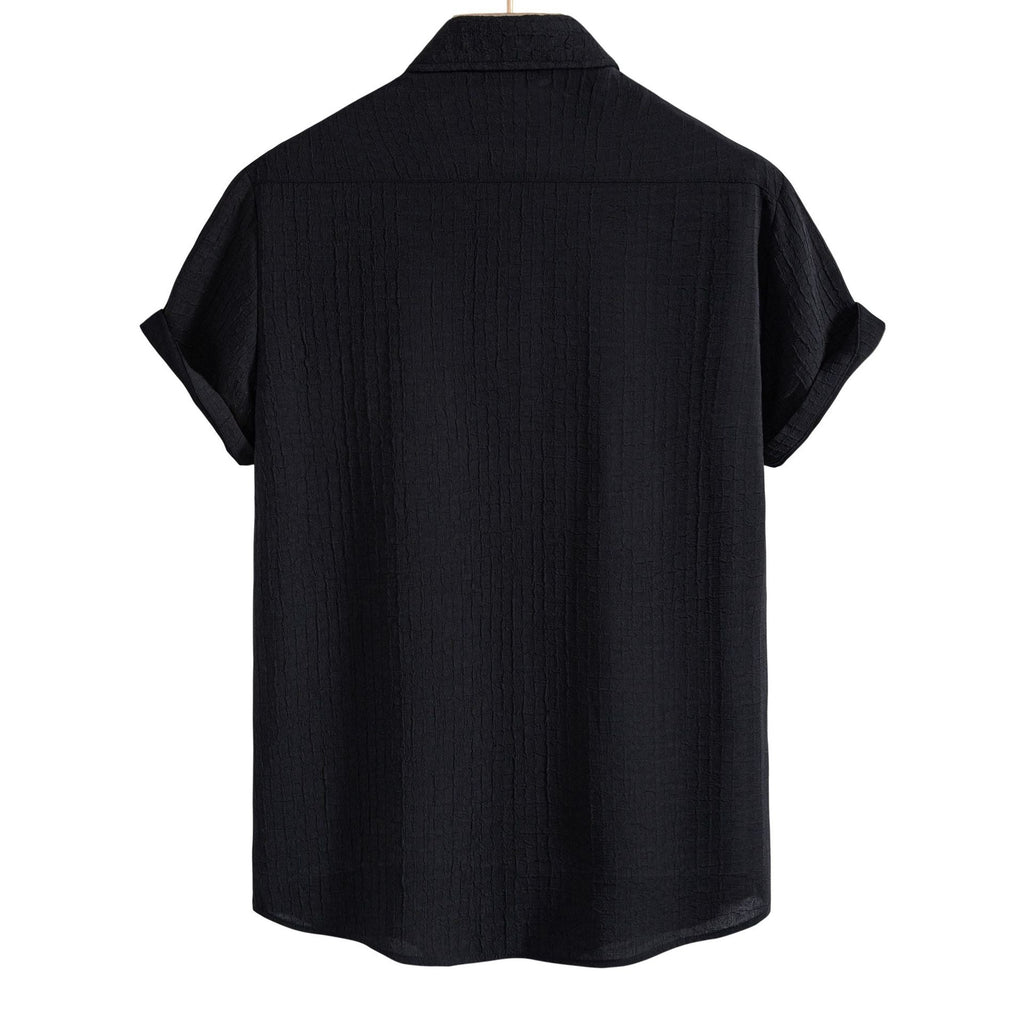 Women's Short-Sleeve Shirt with Textured Fabric and Loose Fit