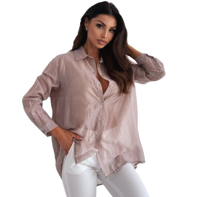Women's Casual Blouse with Delicate Shimmer