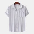 Women's Short Sleeve Shirt with Elegant Stripe Pattern and Practical Chest Pocket