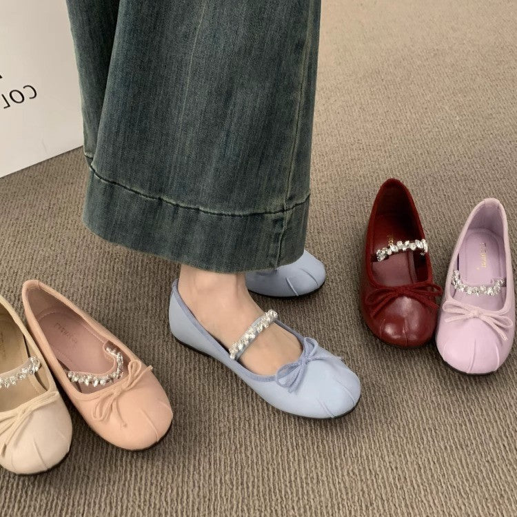 Women's Ballet Flats with Elegant Bow Accent and Quality Lining