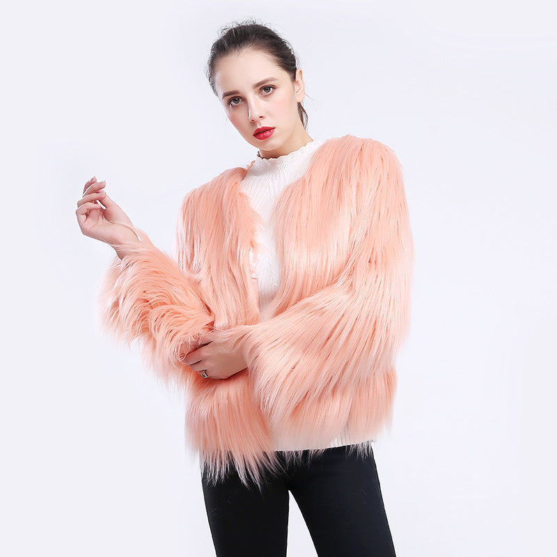 Women's Cozy Faux Fur Open-Front Long-Sleeve Coat