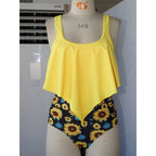 Women's Swimsuit with Layered Look and Floral Bottom