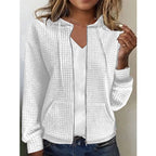 Women's Waffle Knit Jacket with Pockets