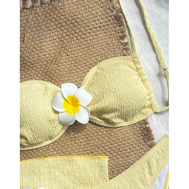 Women's Swimsuit Set with Elegant Bandeau Top and High-Cut Bottom
