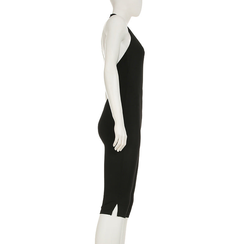Women's Bodycon Jumpsuit with Deep Back and Clean Design