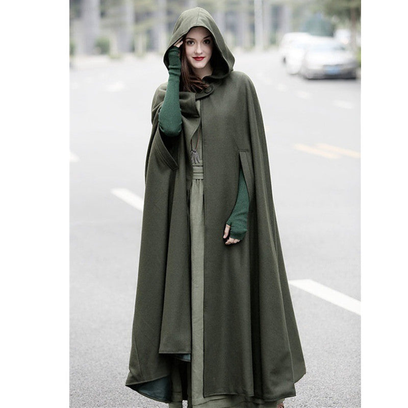 Women's Elegant Hooded Cape with Adjustable Closure
