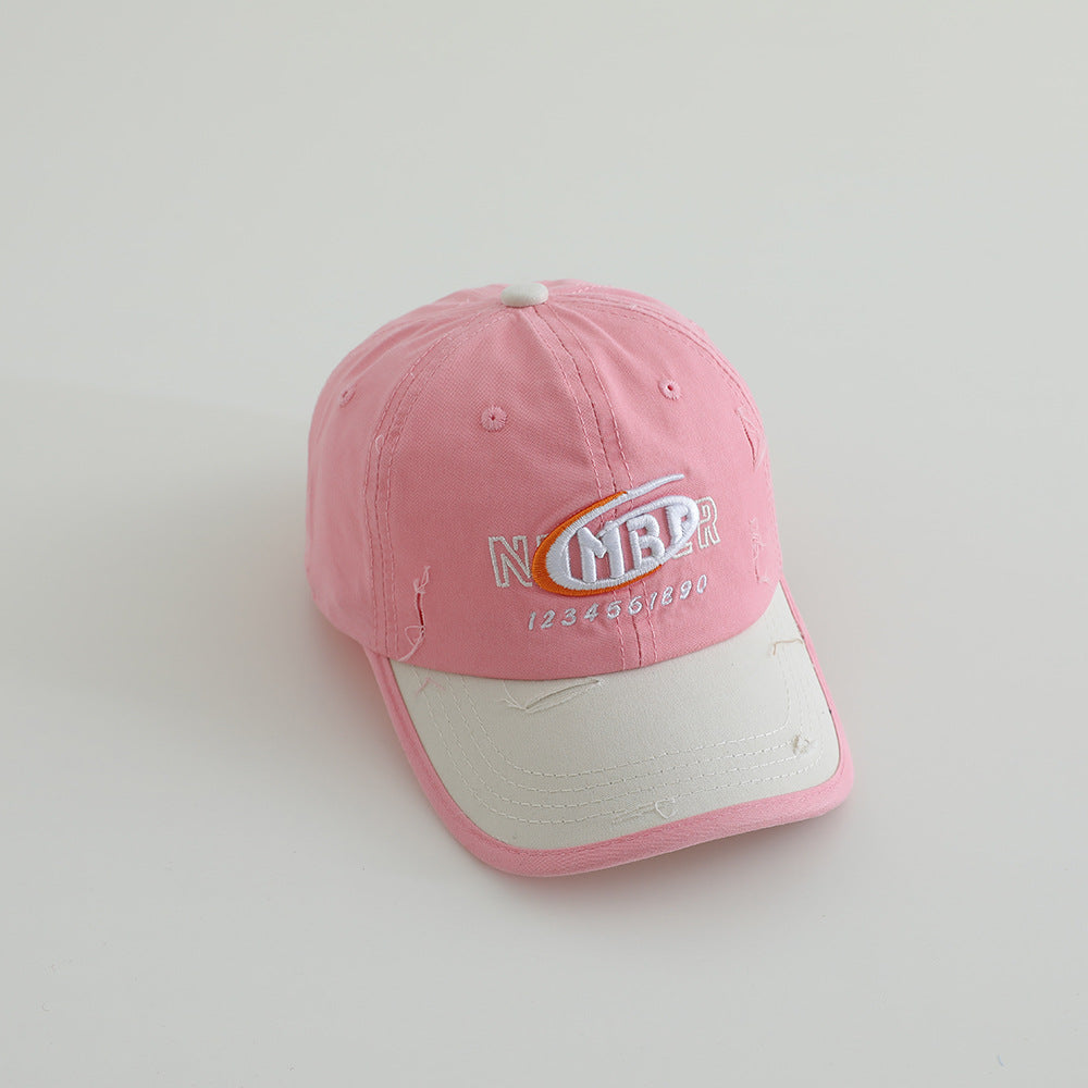 Men's Distressed Cotton Logo Baseball Cap