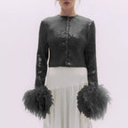Women's Elegant Blouse with Feathers