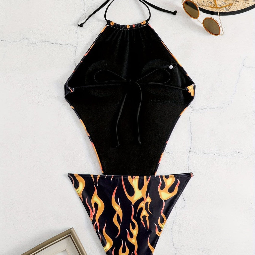 Women's Swimsuit with Fiery Motifs