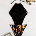 Women's Swimsuit with Fiery Motifs