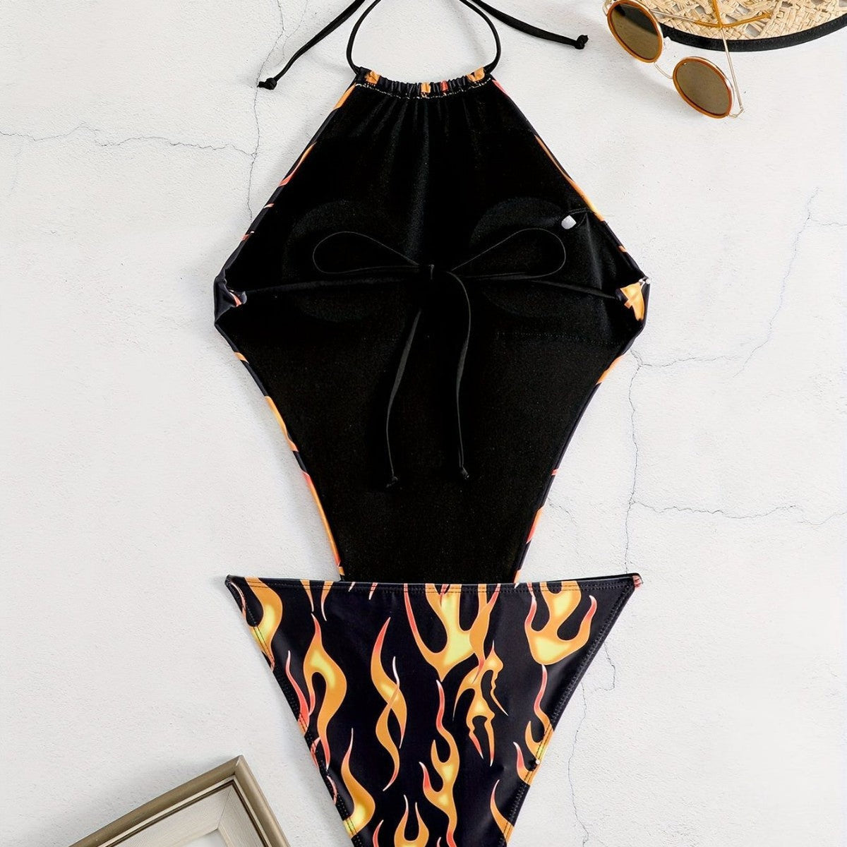 Women's Swimsuit with Fiery Motifs