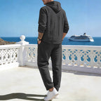 Men's Relaxed Hoodie Henley Leisure Suit