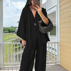 Elegant Kimono Jacket with Wide Sleeves and Loose Fit
