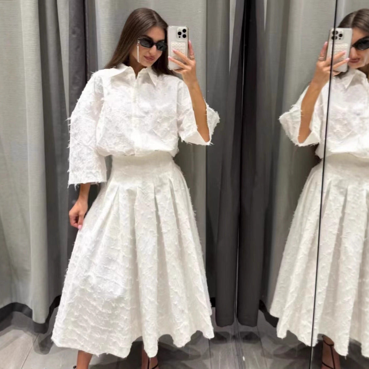 Women's Maxi Skirt with Floral Lace Pattern
