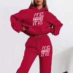 Women's Casual Hoodie and Jogging Pants Set with Inspiring Lettering