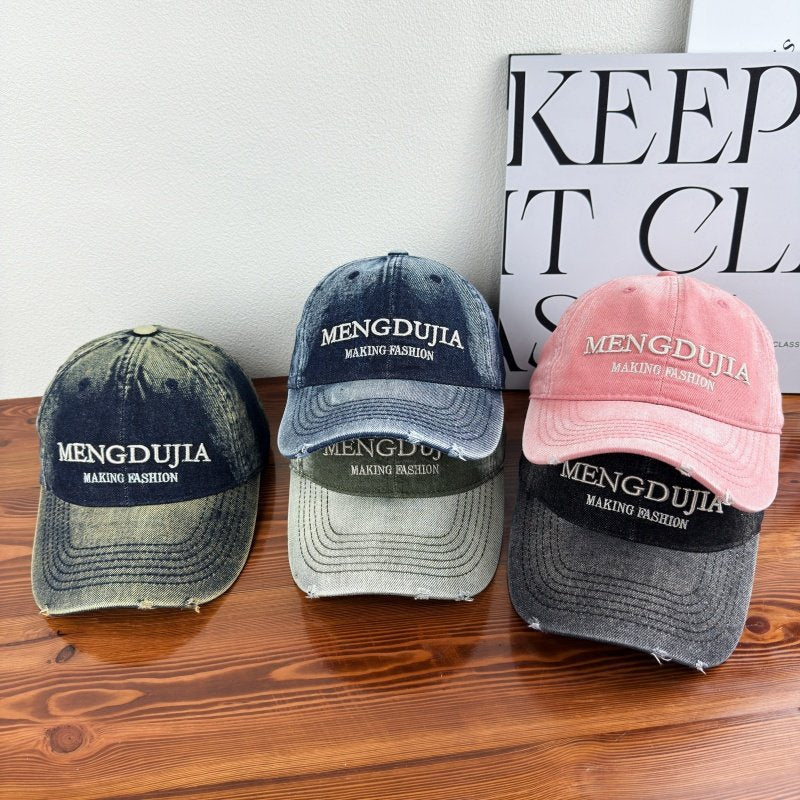 Men's Distressed Denim Baseball Cap