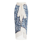 Women's Swimsuit Set with Wrap Skirt and Floral Design