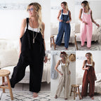 Women's Casual Wide-Leg Overall with Pockets