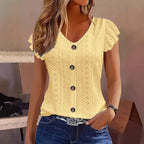 Women's Ruffled Blouse with Button Closure