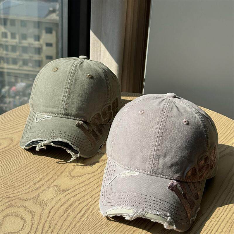 Men's Distressed Cotton Baseball Cap