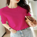 Elegant Short-Sleeve Sweater with Fine Knit Structure
