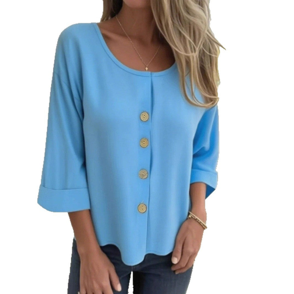 Women's Elegant and Casual Blouse with Button Detail