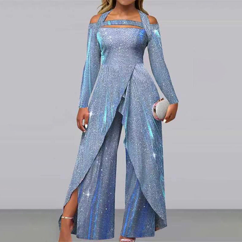 Glamorous Functional Jumpsuit with Shimmer Effect
