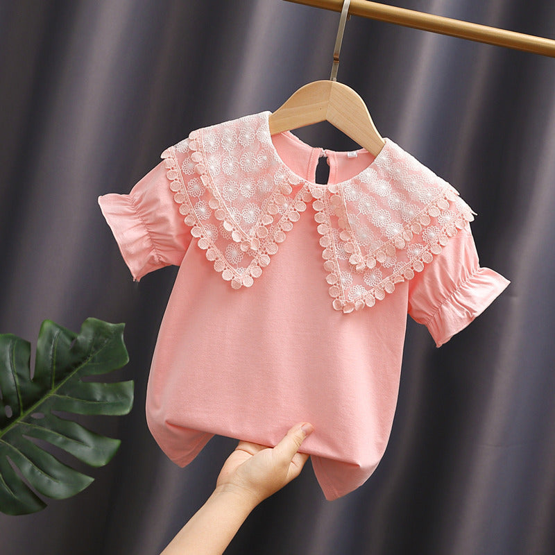 Women's Blouse with Voluminous Collar and Casual Puff Sleeves