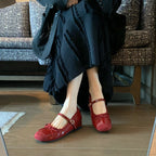 Women's Ballet Flats with Elegant Strap and High-Quality Patent Leather