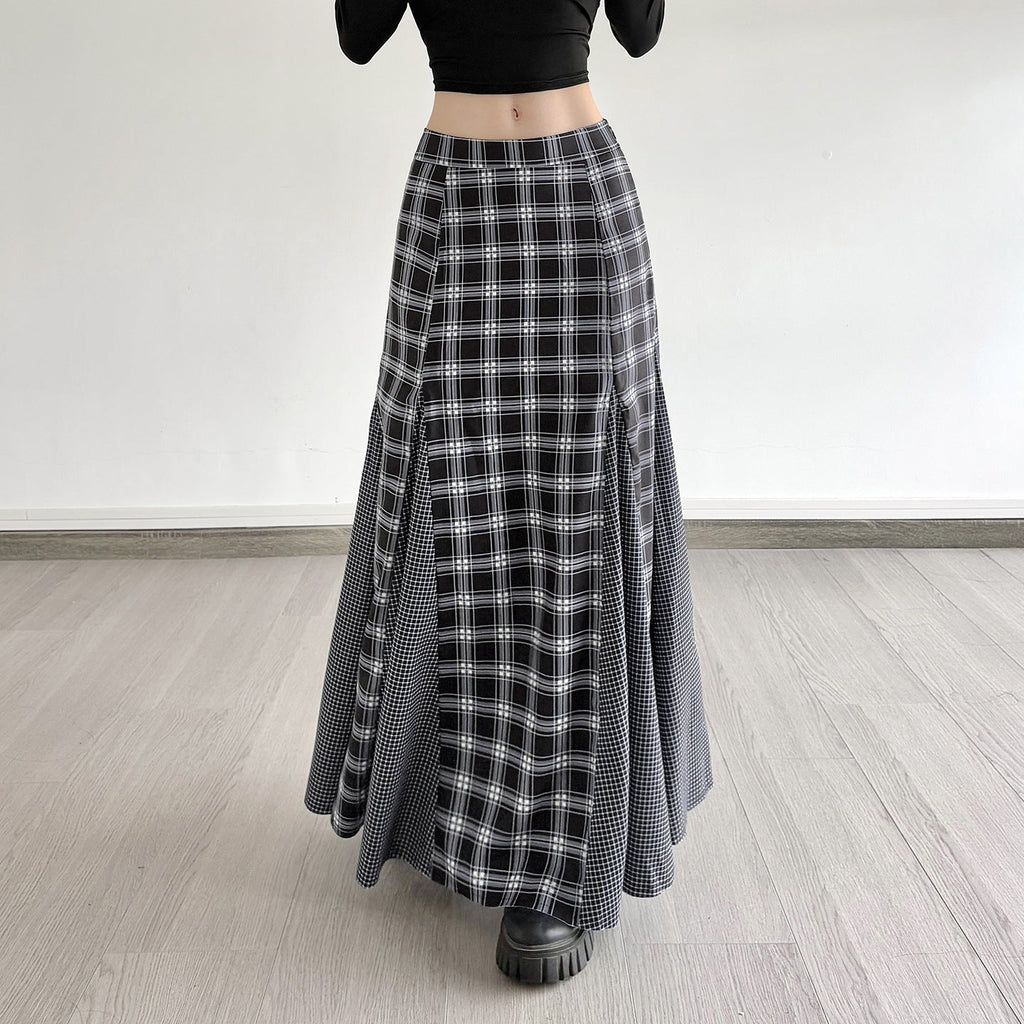 Women's Plaid Maxi Skirt with Slit