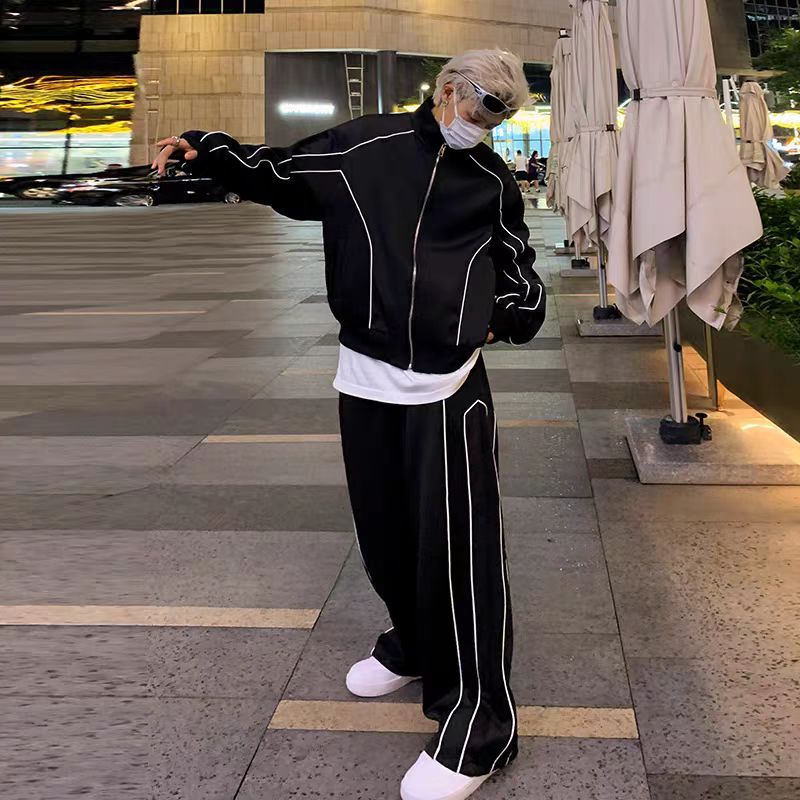 Unisex Oversize Tracksuit Set with Contrast Piping