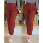 Women's High-Waisted Slimming Pants with Decorative Stitching
