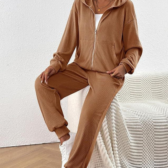 Textured Hoodie and Joggers Set