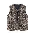 Women's Sleeveless Top with Bow Detail and Leopard Print