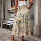 Women's Maxi Skirt with Paisley Pattern and Elastic Waist