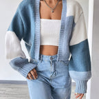 Women's Chunky Knit Cardigan with Balloon Sleeves