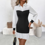 Women's Striking Shirt Dress with Tailored Cut and Pleated Hem
