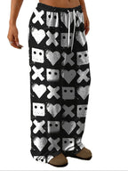 Women's Casual Pants with Unique Print and Elastic Waistband