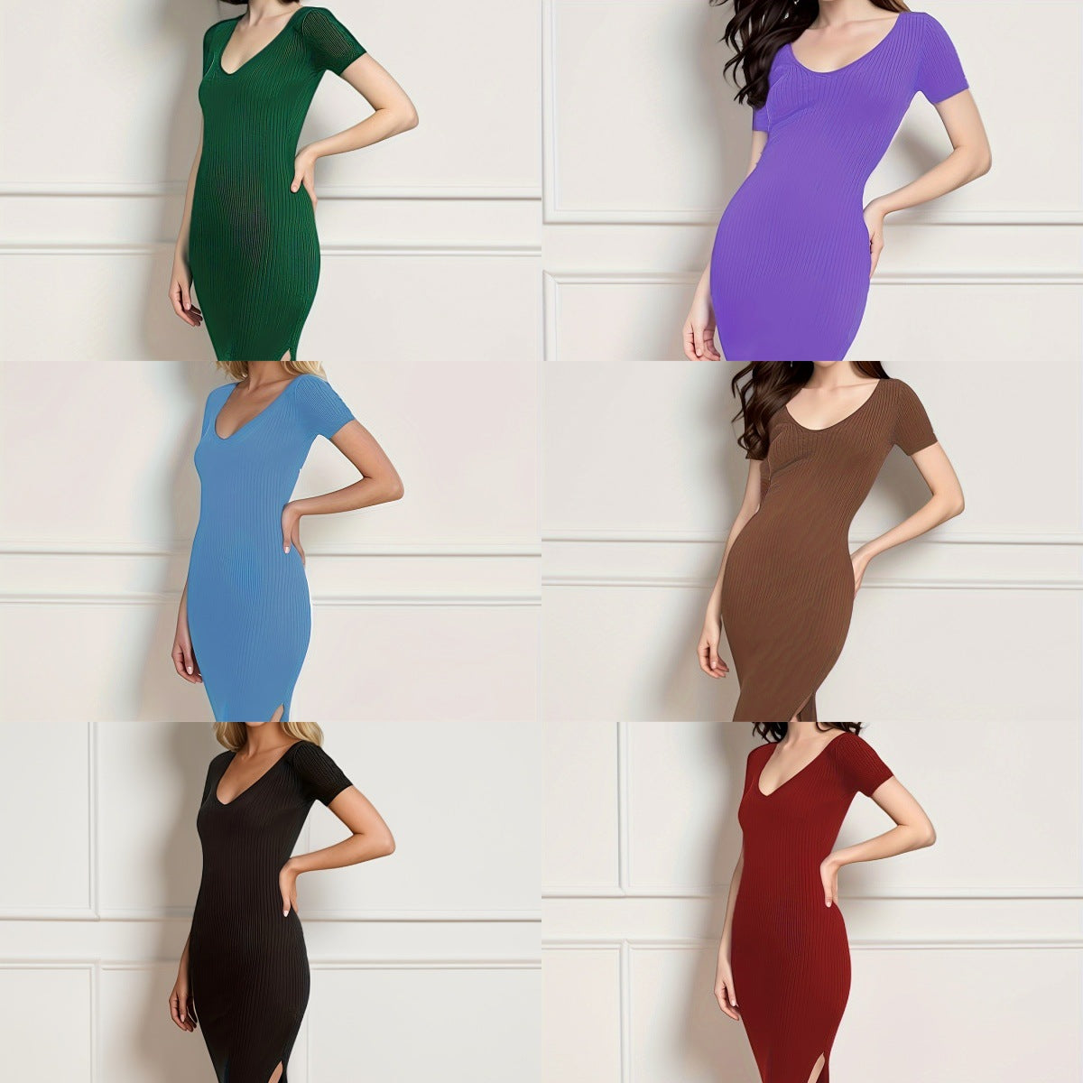 Women's Elegant Fitted Maxi Dress with Slit