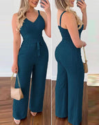 Women's Wide-Leg Jumpsuit with Sash