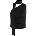 Women's Asymmetrical Top with Tie Details and Ruching