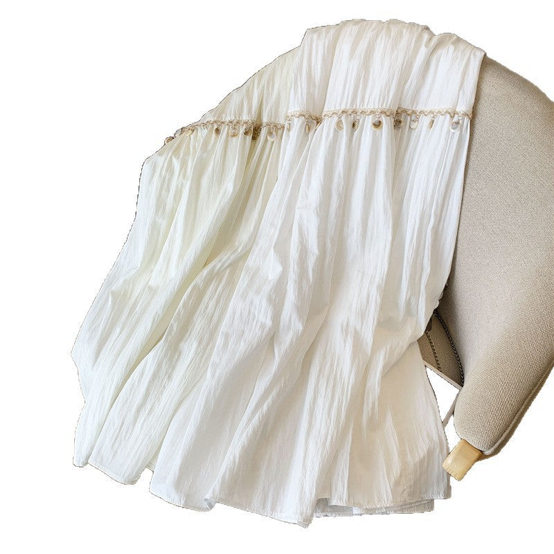 Women's Maxi Skirt with Ruffle Detail and Elastic Waistband