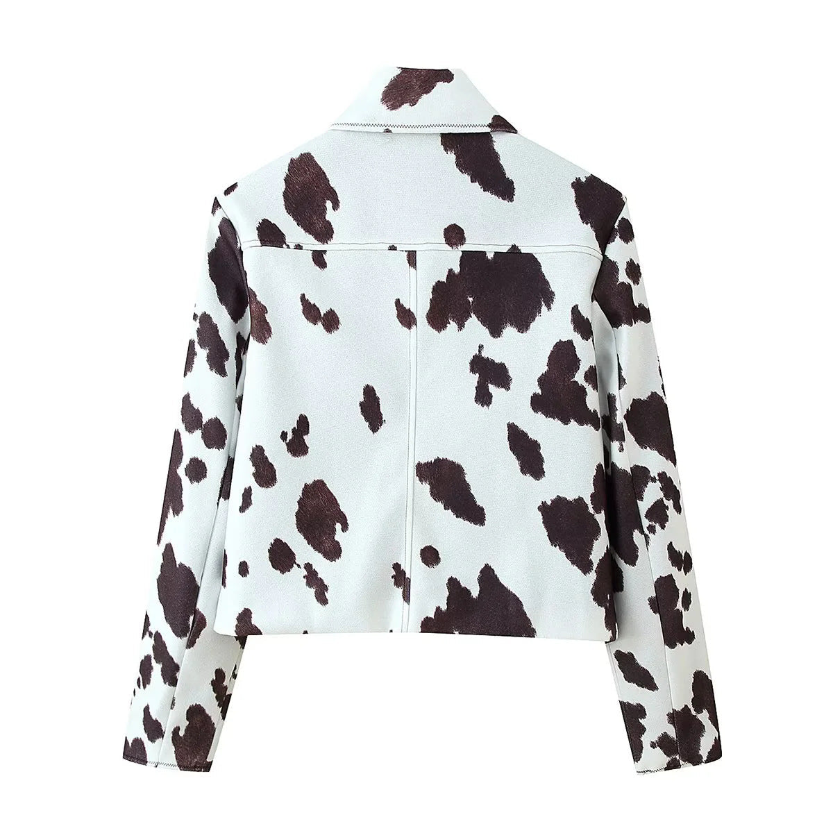 Women's Cropped Animal Print Faux Leather Jacket