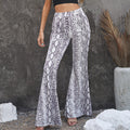 Women's Flared Leggings in Elegant Snakeskin Print