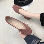 Women's Suede Ballet Flats with Elegant V-Cut